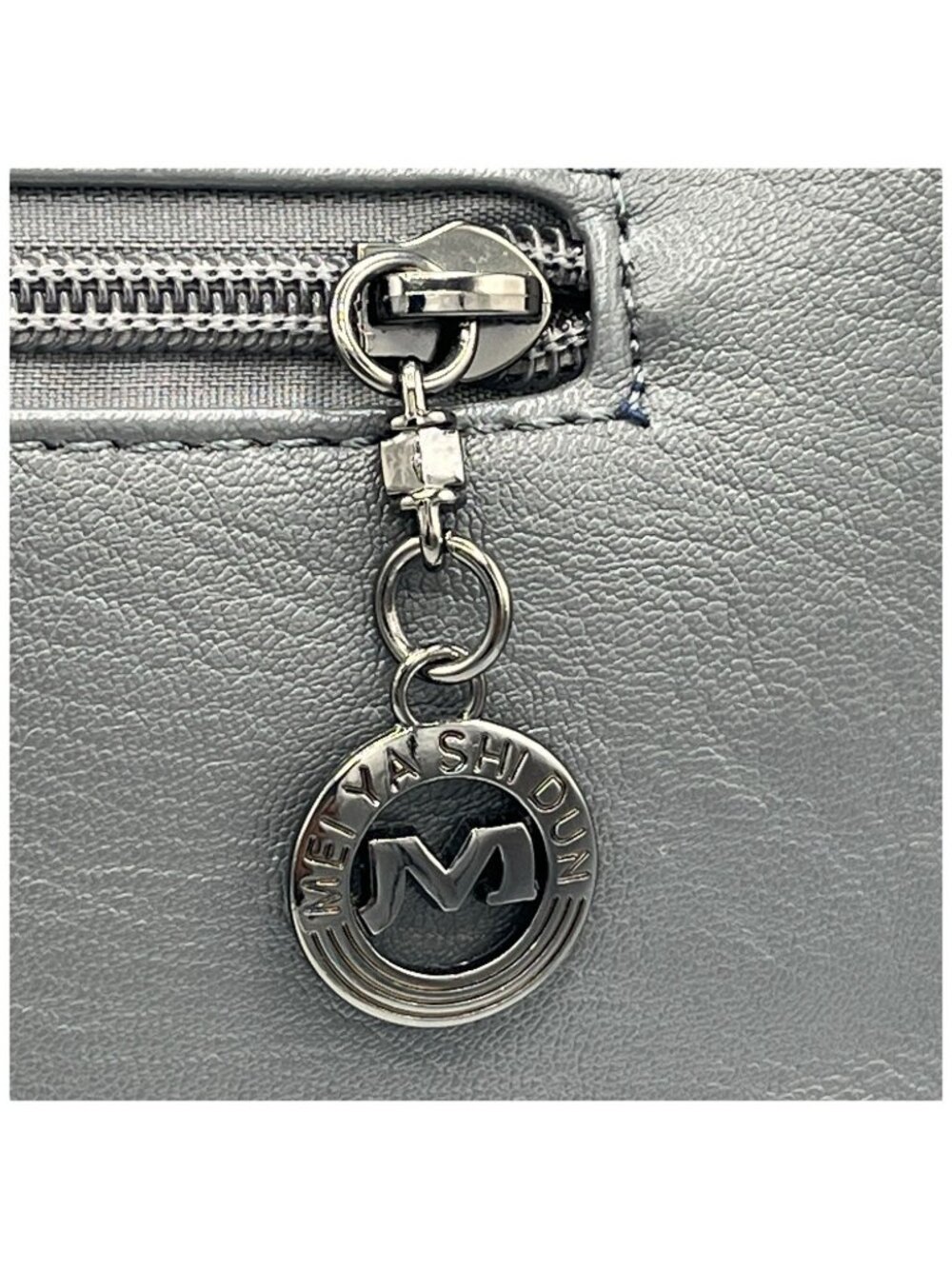Mei Ya Shi Dun Gray Shoulder Crossover Purse 4 Zippered & 2 Snap Magnet Pockets - Picture 4 of 13